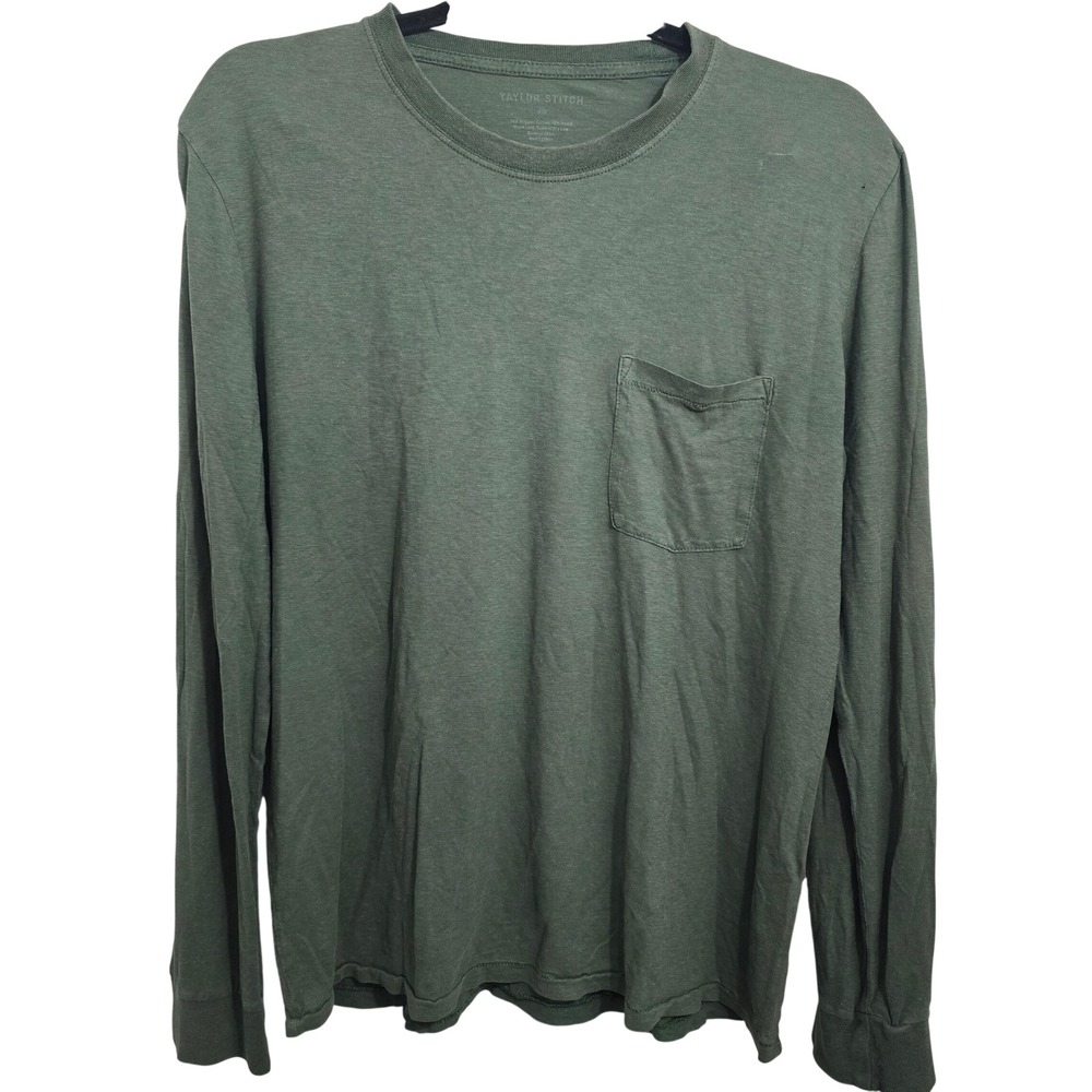 Taylor Stitch Mens Heavy Bag Long‎ Sleeve Pocket Tee Olive Green Size 40 M